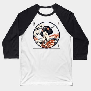 Japanese geisha ukiyo e inspired Baseball T-Shirt